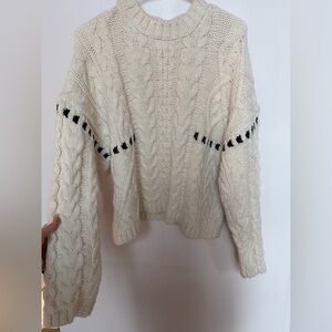 Pull&Bear Cream Cable Knit Sweater